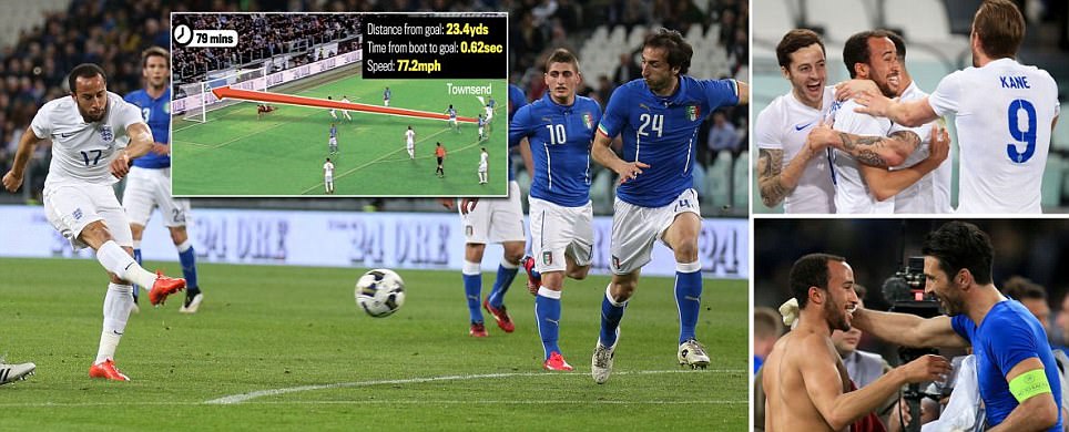 Inggris Tahan Italia 1-1, Townsend Balas Gol Graziano Pelle 